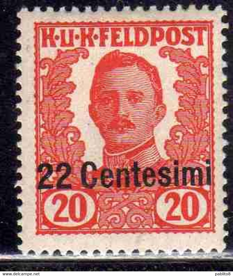 AUSTRIAN OCCUPATION OCCUPAZIONE AUSTRIACA 1918 EMPEROR IMPERATORE CARL CARLO I NON EMESSI NOT ISSUE CENT. 22c Su 20h MH - Occ. Autrichienne