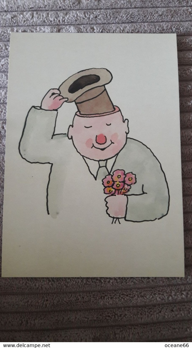 Tomi Ungerer 1983 Cartoon 171/15 Homme Chapeau Fleurs - Ungerer