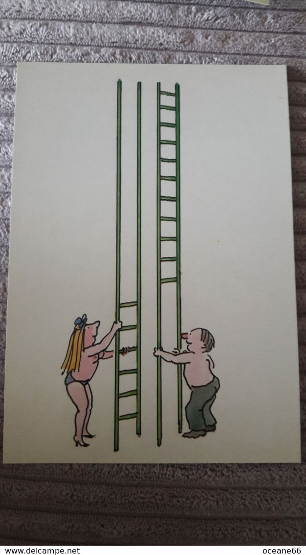 Tomi Ungerer 1983 Cartoon 171/06 Couple échelles - Ungerer