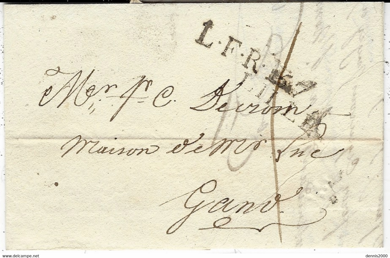 1819- Lettre De 57 / LILLE ( France ) Pour Gand  - L.F.R.1 - Au Dos,FRANKRYK / OVER MEENEN - 1815-1830 (Dutch Period)