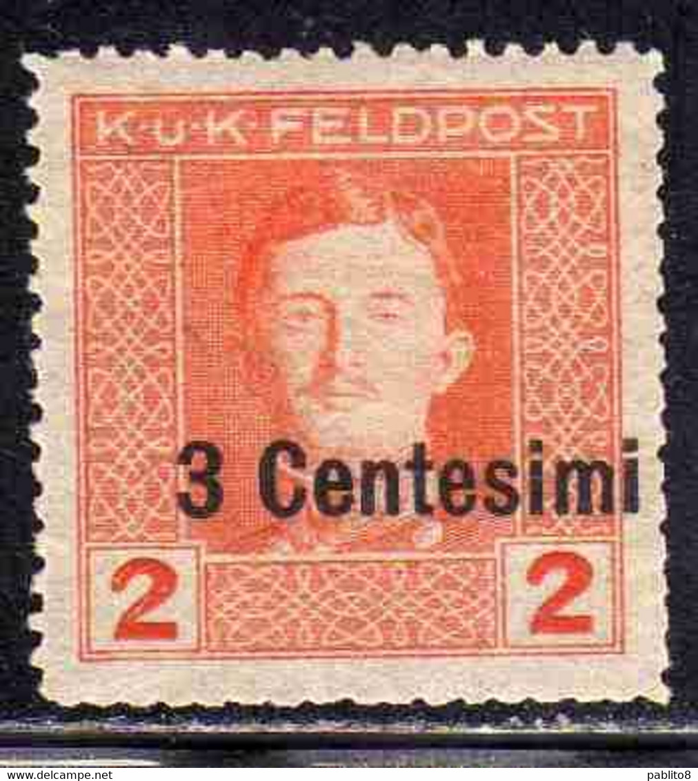 AUSTRIAN OCCUPATION OCCUPAZIONE AUSTRIACA 1917 1918 IMPERATORE EMPEROR CARL I CARLO CENT. 3c Su 2h MH - Occ. Autrichienne