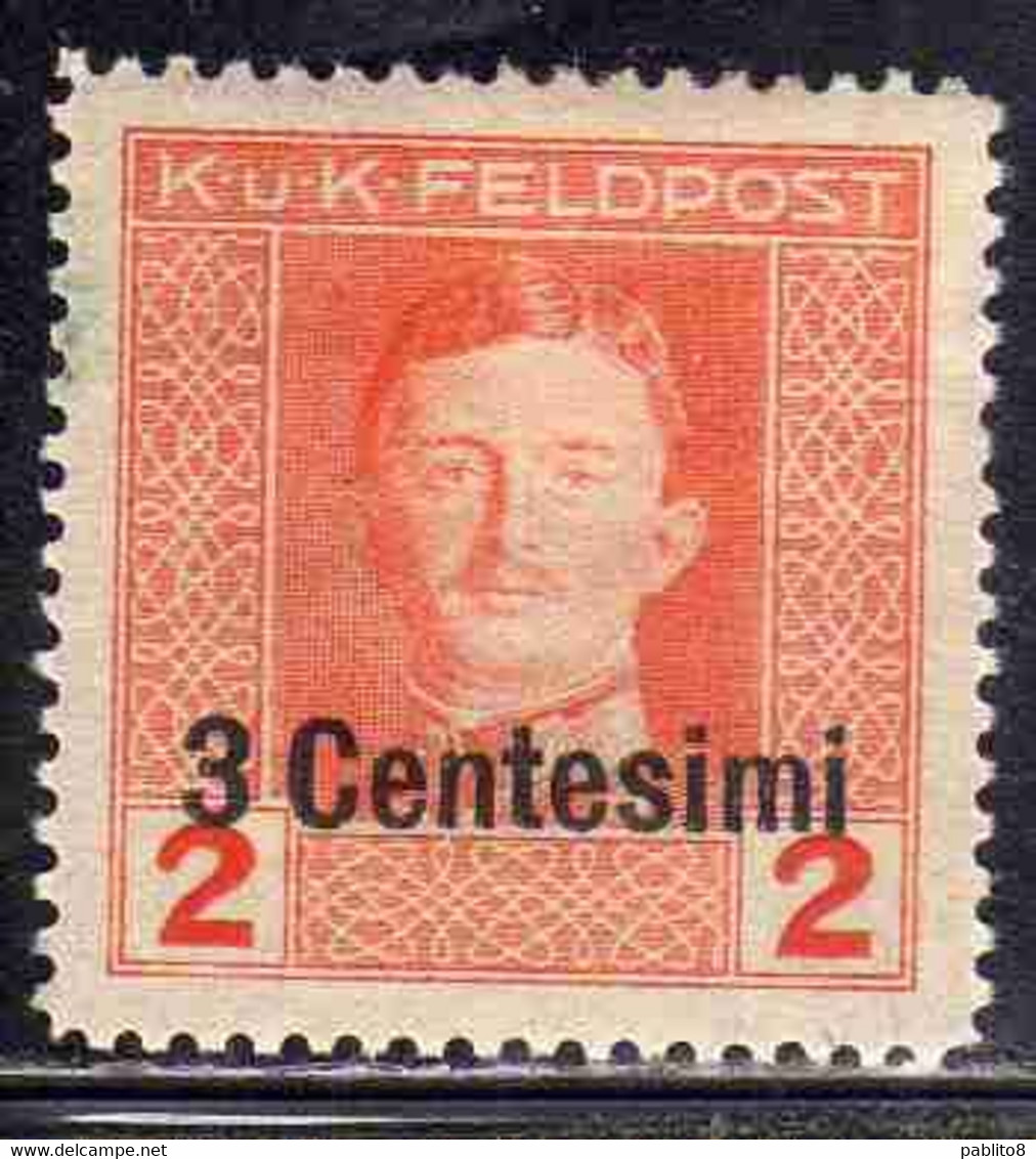 AUSTRIAN OCCUPATION OCCUPAZIONE AUSTRIACA 1917 1918 IMPERATORE EMPEROR CARL I CARLO CENT. 3c Su 2h MH - Occ. Autrichienne