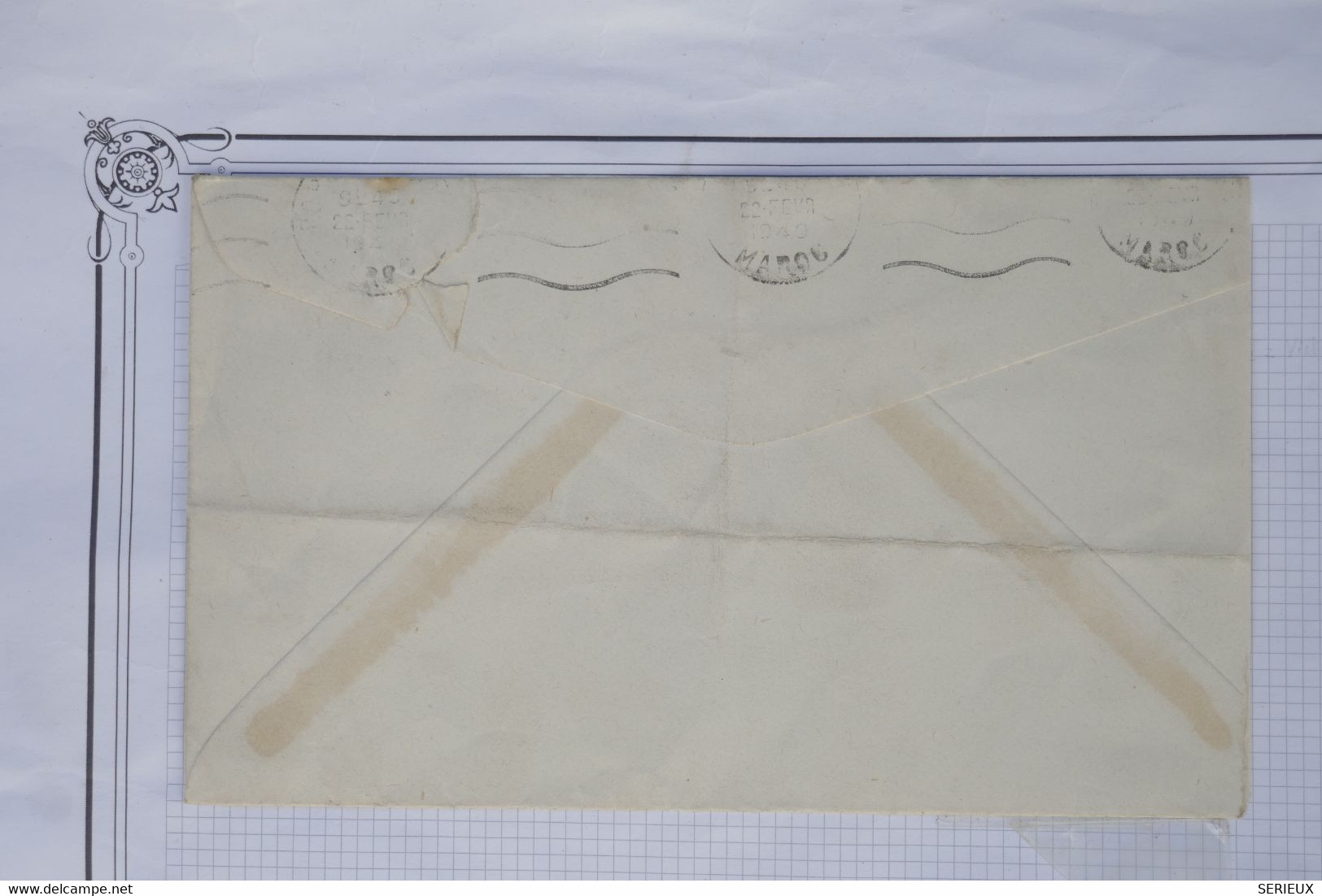 AX5 MAROC BELLE  LETTRE 1949 A MANTES  GASSICOURT +C HEXAGONAL   +AFFRANCH. PLAISANT - Covers & Documents