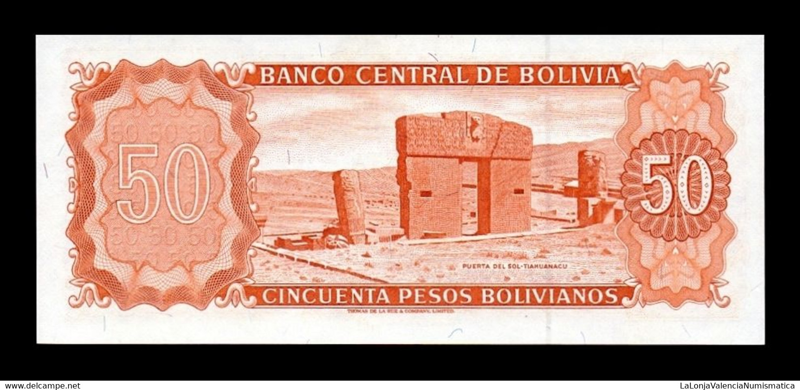 Bolivia 50 Pesos Bolivianos L.1962 Pick 162r Replacement Serie ZY SC UNC - Bolivia