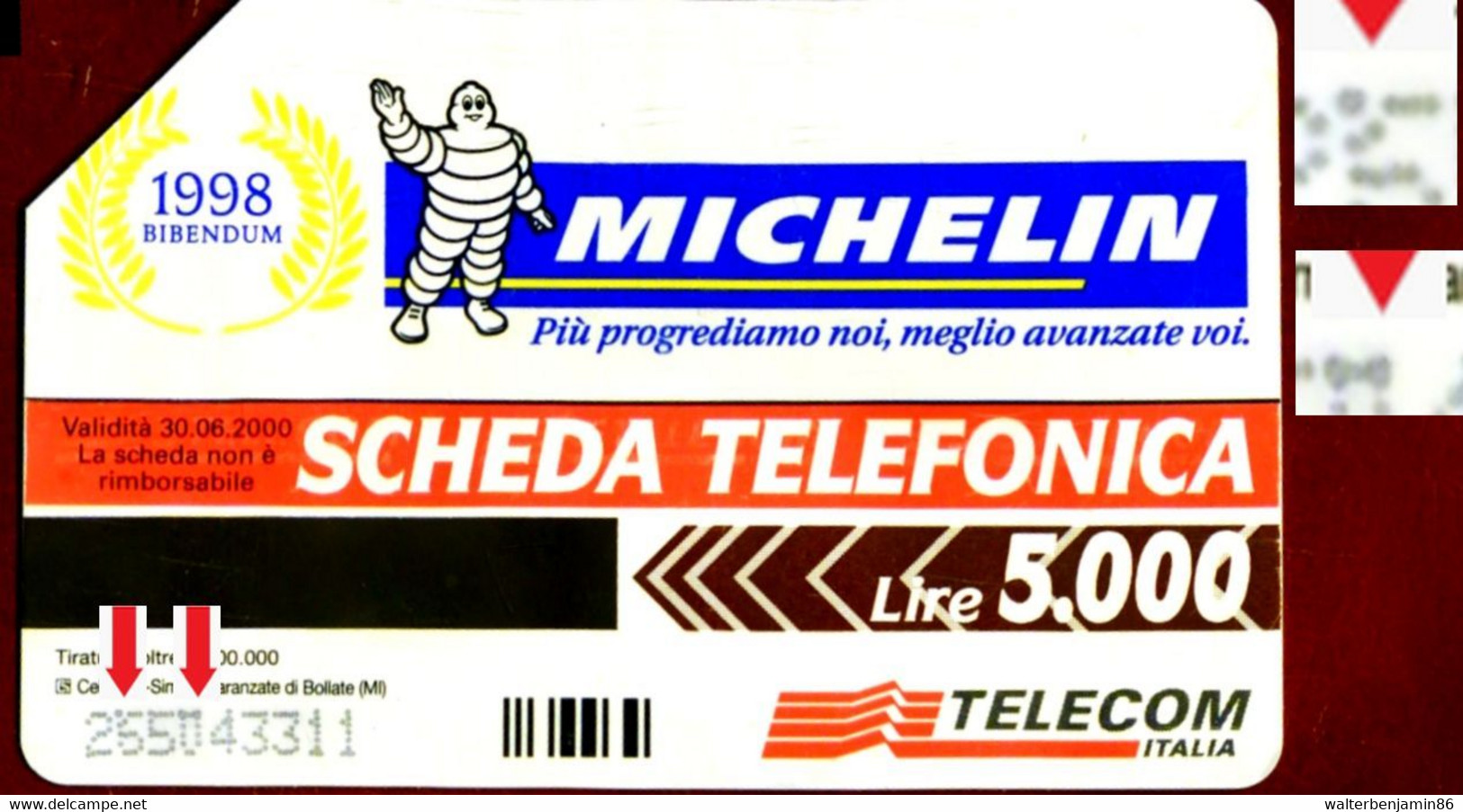 G 813 C&C 2894 SCHEDA TELEFONICA USATA MICHELIN FRANCE 1998 VARIANTE PUNTI OCR - Errori & Varietà