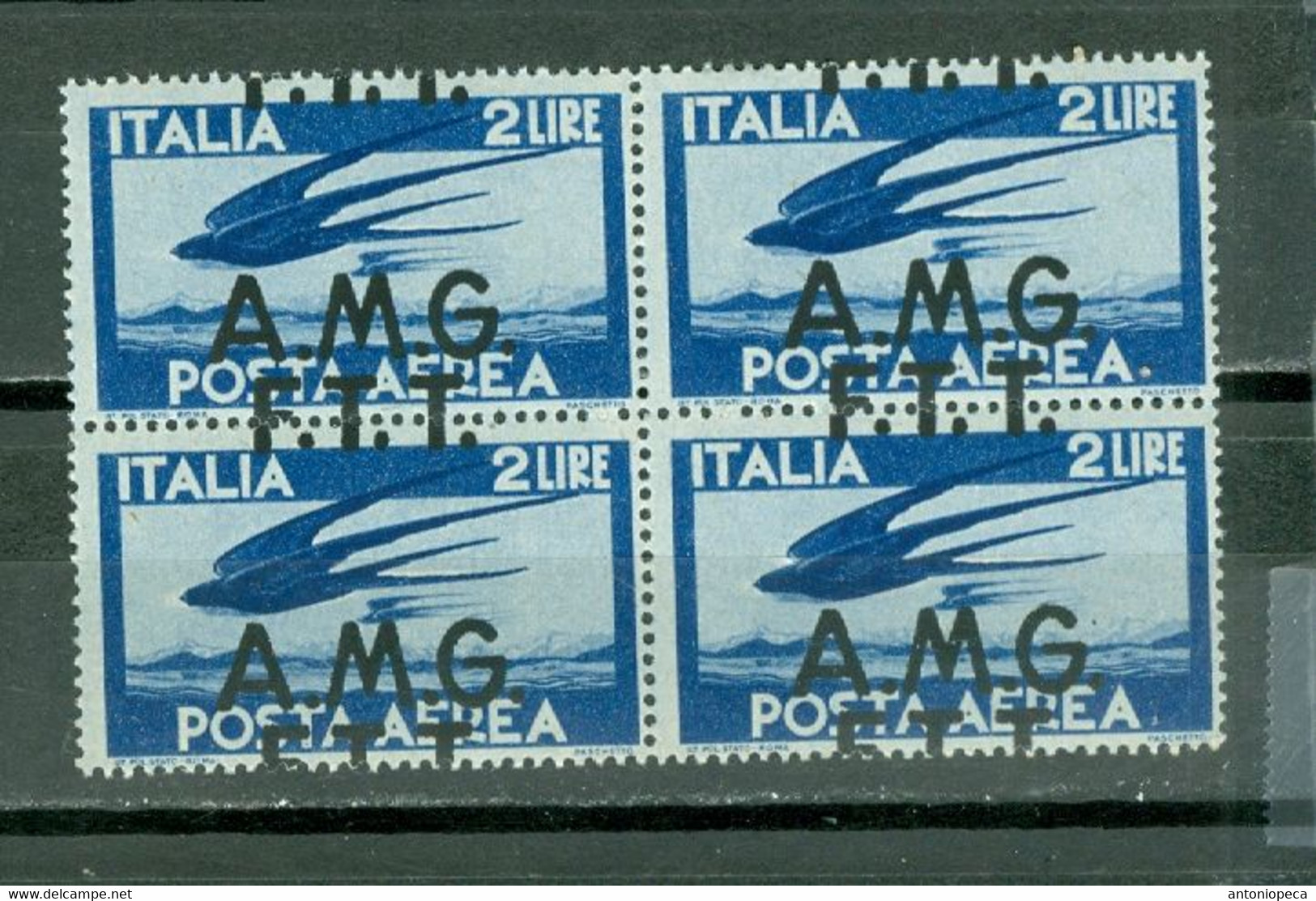 ITALIA 1947, TRIESTE, ZONA A, POSTA AEREA LIRE 2, BLOCK , VARIETA' , MNH** - Luftpost