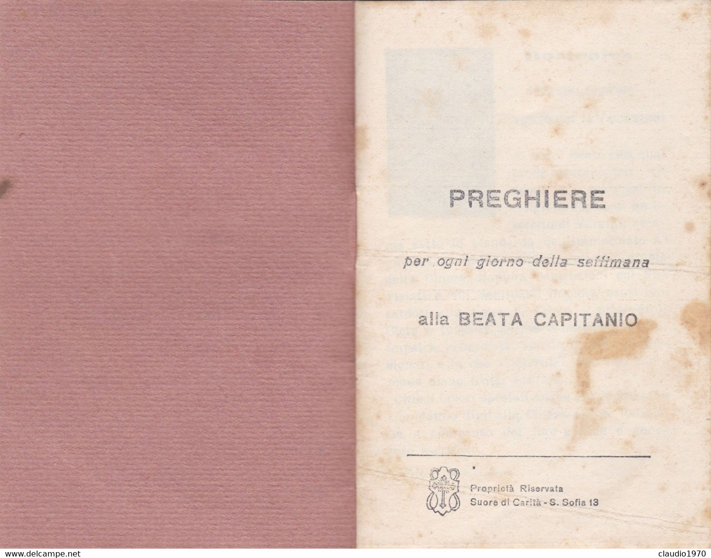 LIBRETTO  - RELIGIONE - PREGHIERE PER OGNI GIORNO DELLA SETTIMANA ALLA BEATA CAPITANIO - 1928 - Godsdienst