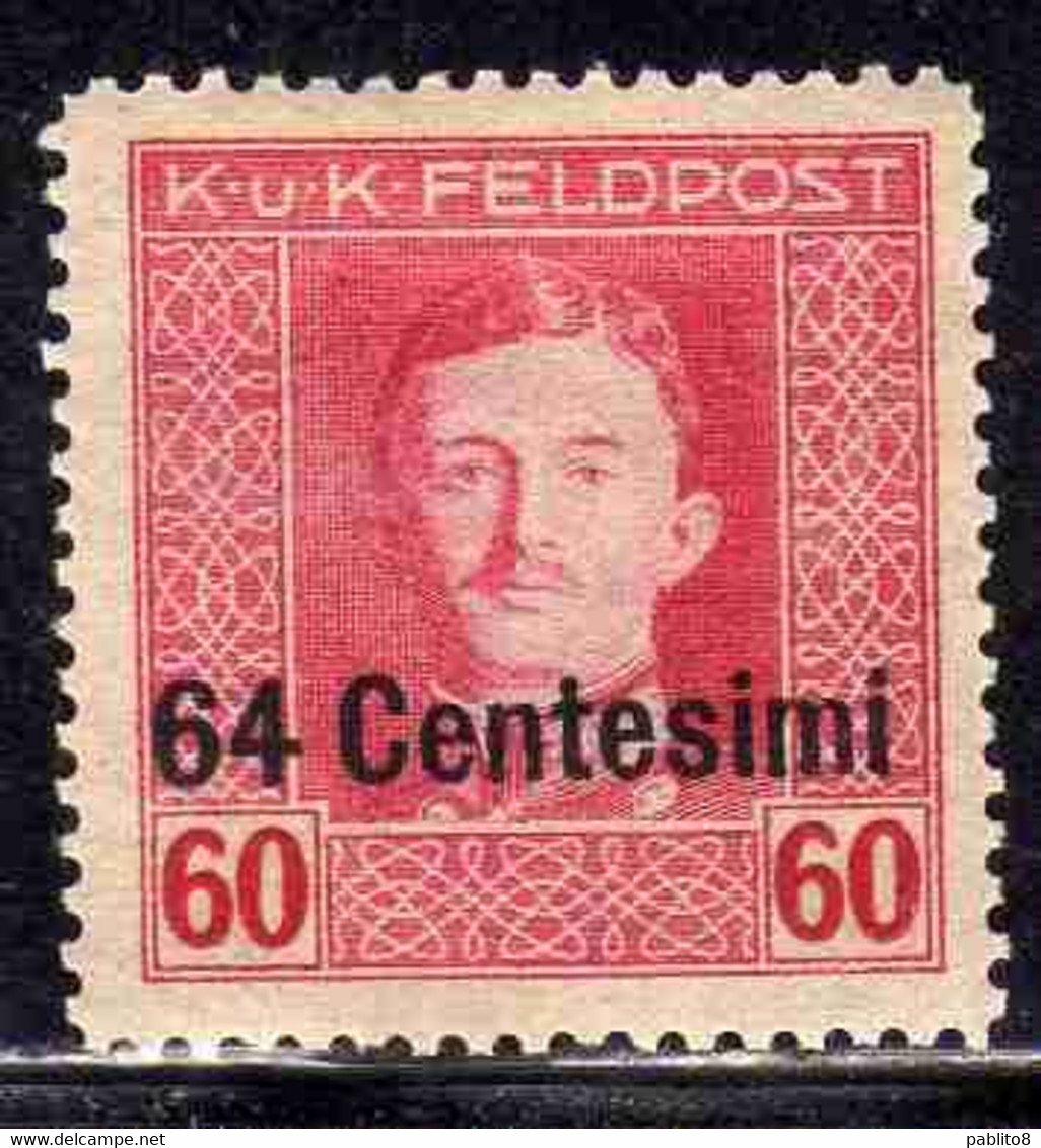 AUSTRIAN OCCUPATION OCCUPAZIONE AUSTRIACA 1917 1918 IMPERATORE EMPEROR CARL I CARLO CENT. 64c Su 60h MH - Occupazione Austriaca