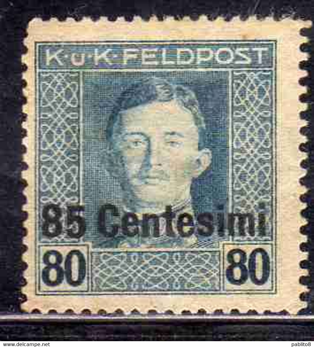 AUSTRIAN OCCUPATION OCCUPAZIONE AUSTRIACA 1917 1918 IMPERATORE EMPEROR CARL I CARLO CENT. 85c Su 80h MH - Oest. Besetzung