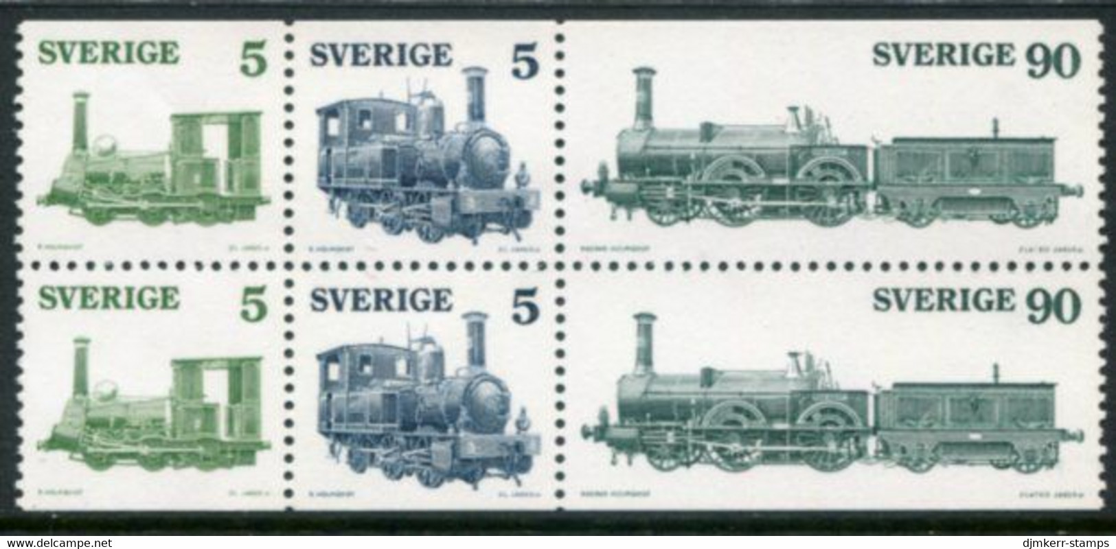 SWEDEN 1975  Steam Locomotives MNH / **.  Michel 918-20 - Unused Stamps
