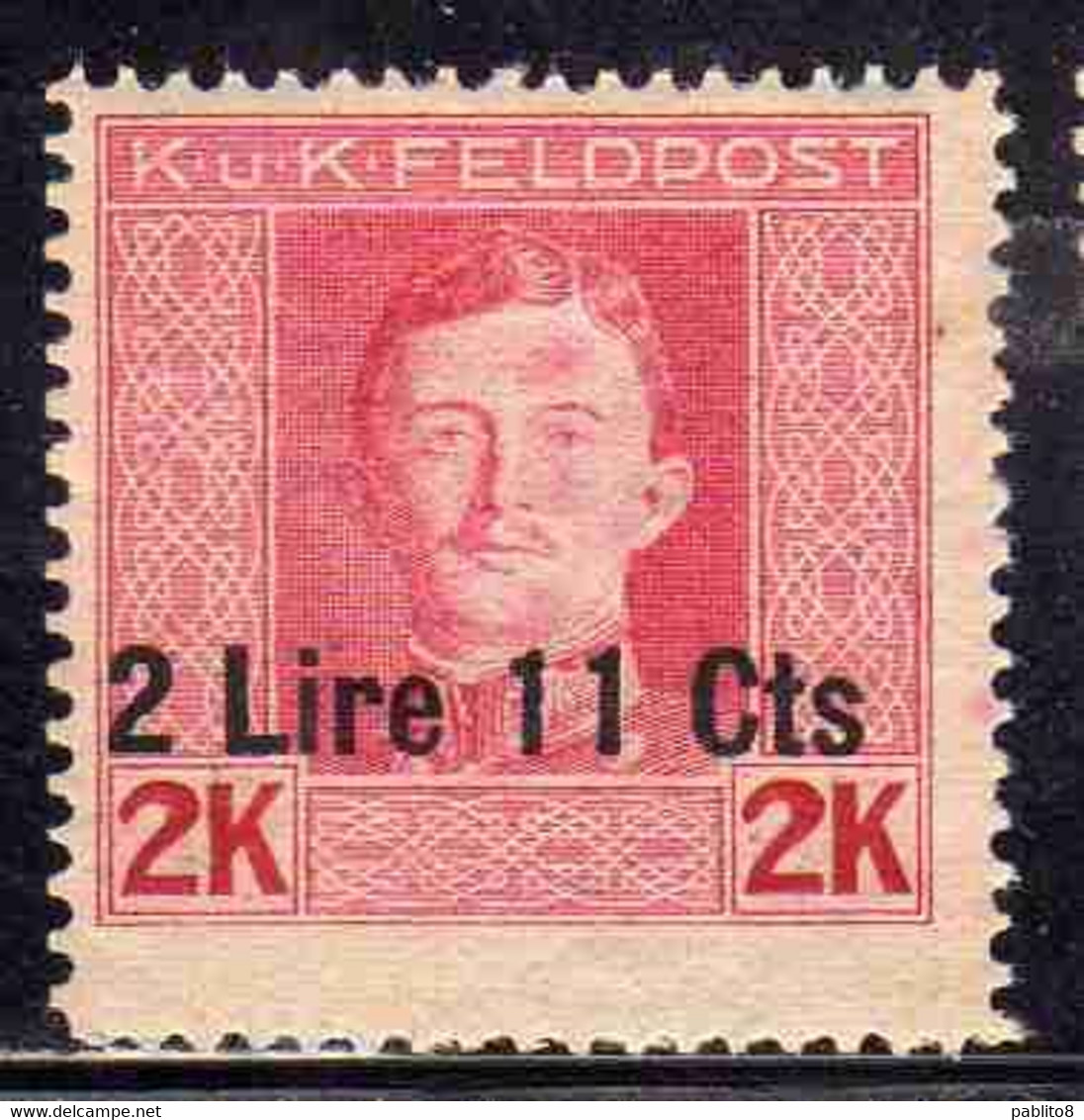 AUSTRIAN OCCUPATION OCCUPAZIONE AUSTRIACA 1917 1918 IMPERATORE EMPEROR CARL I CARLO LIRE 2,11 Su 2k MH - Occupazione Austriaca