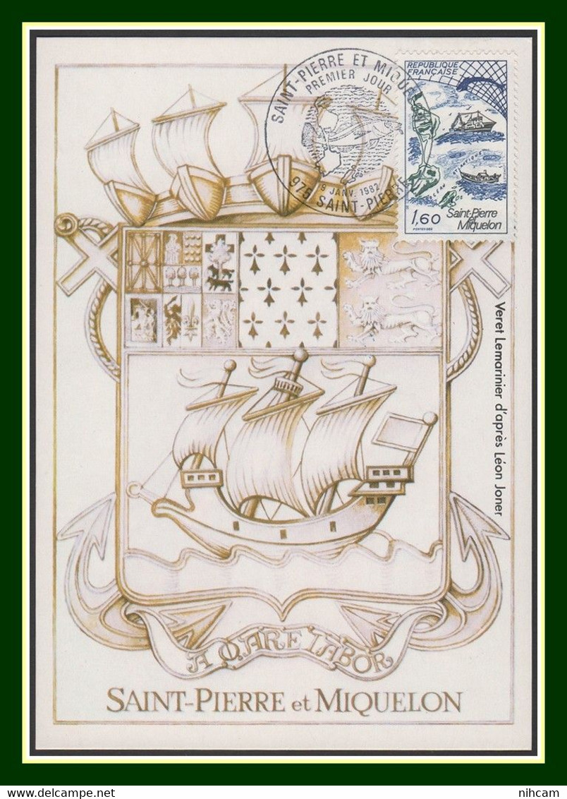 Carte Maximum Saint Pierre Et Miquelon 1982 N° 2193 Bateau Pêche - Cartoline Maximum