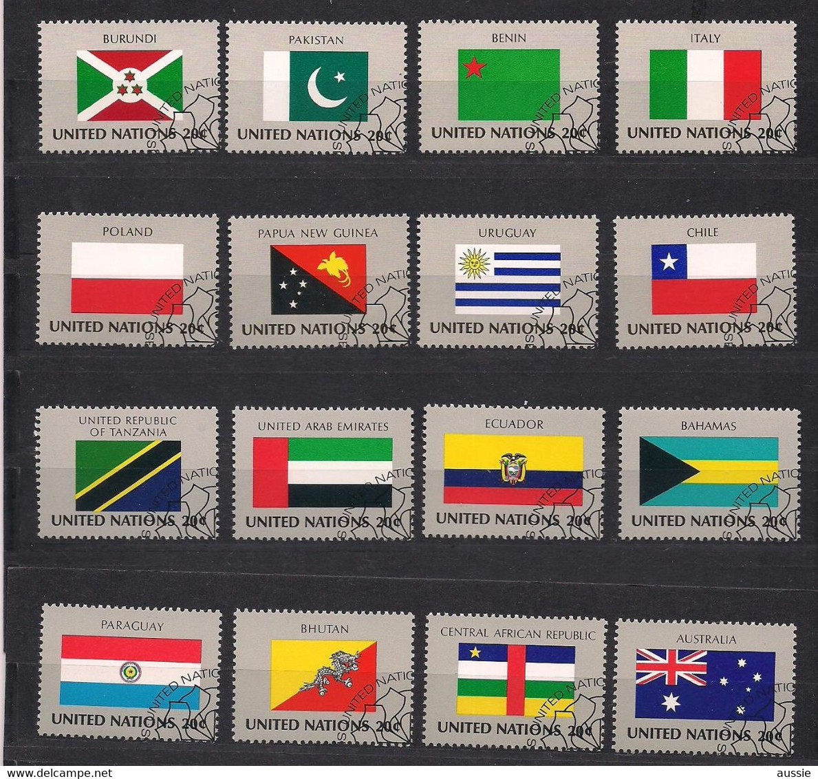 Nations Unies 1984 Yvertn° 416-431 (o) Oblitéré Cote 20,80 € Drapeaux Vlaggen Flags - Oblitérés