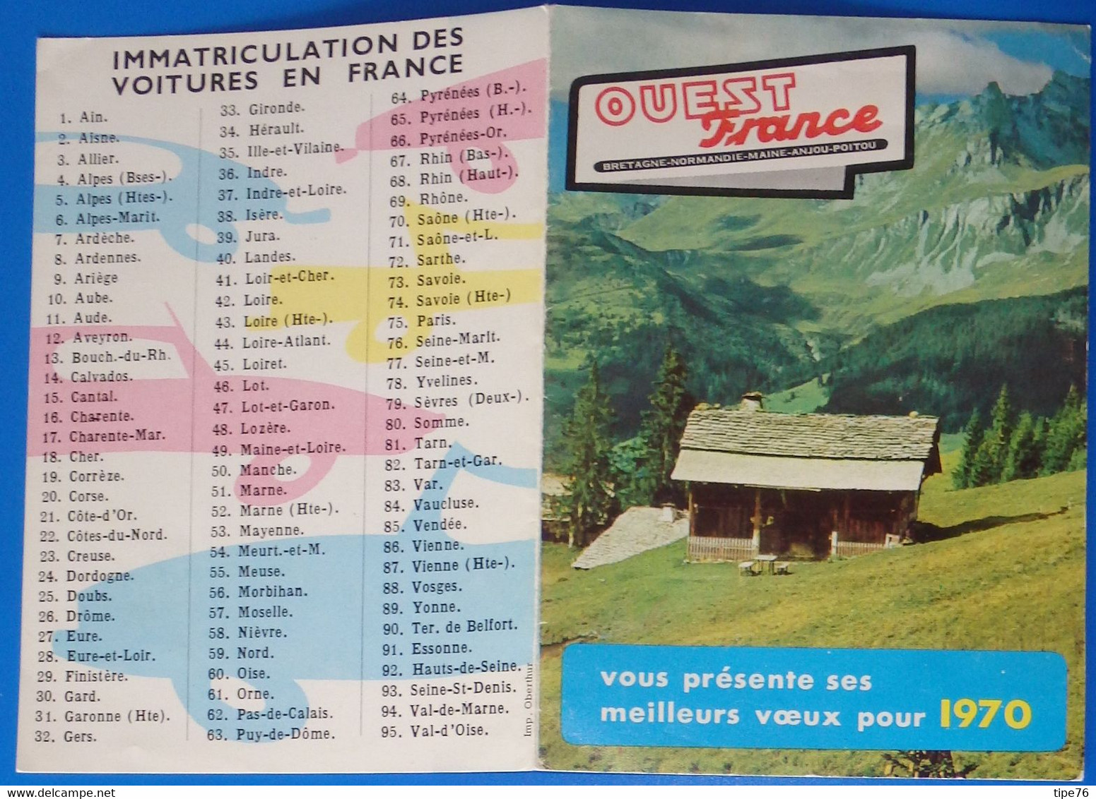 Petit Calendrier De Poche 1970 Journal Ouest France - Petit Format : 1961-70