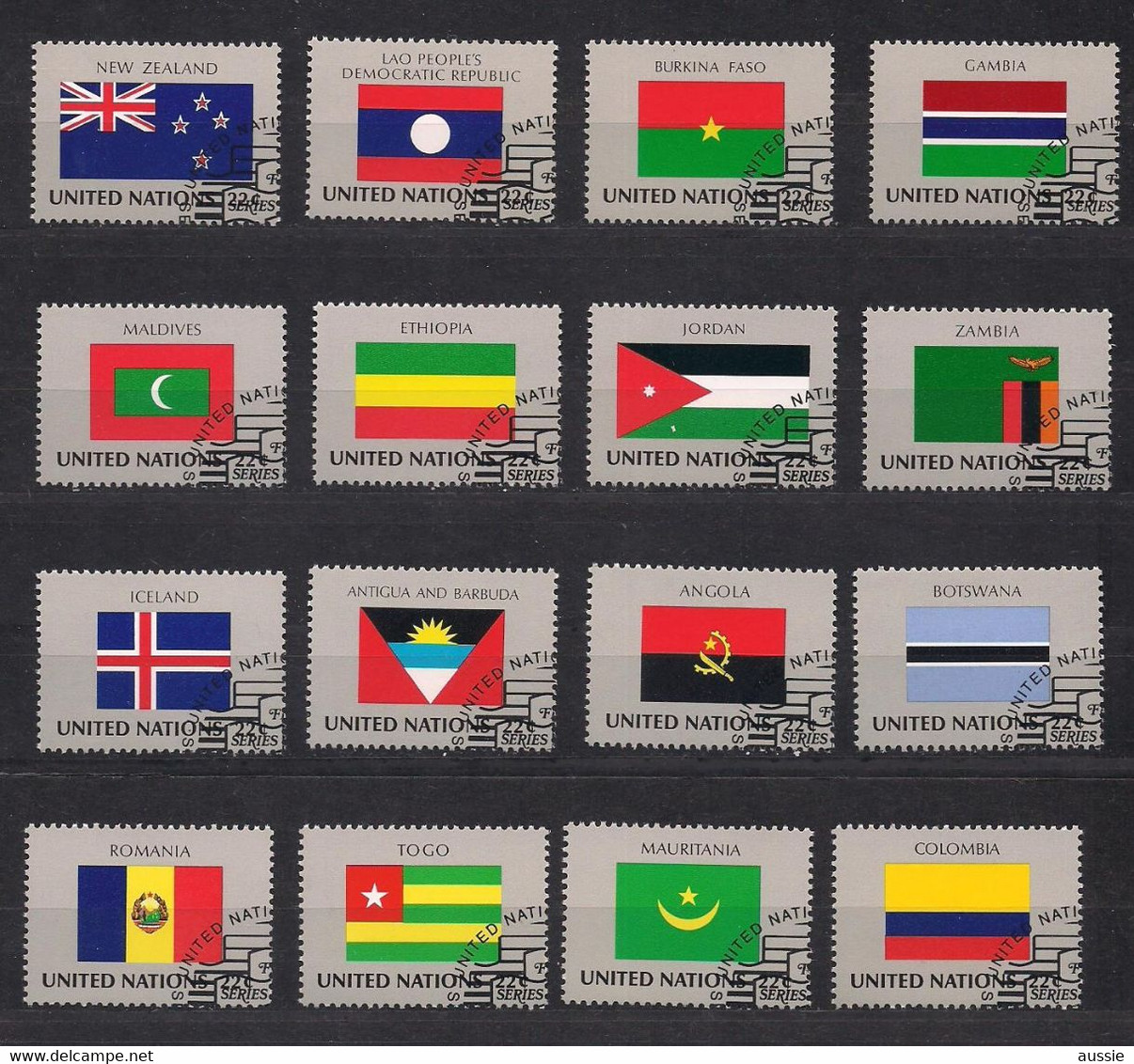 Nations Unies 1986 Yvertn° 467-482 (o) Oblitéré Cote 27,20 € Drapeaux Vlaggen Flags - Oblitérés