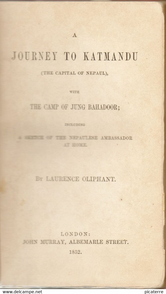 RARE OLD NEPAL BOOK -UK POST FREE- 'A Journey To Nepaul With The Camp Of Jung Bahadoor' 1852 (see Also 2nd Title Below) - Asiatica