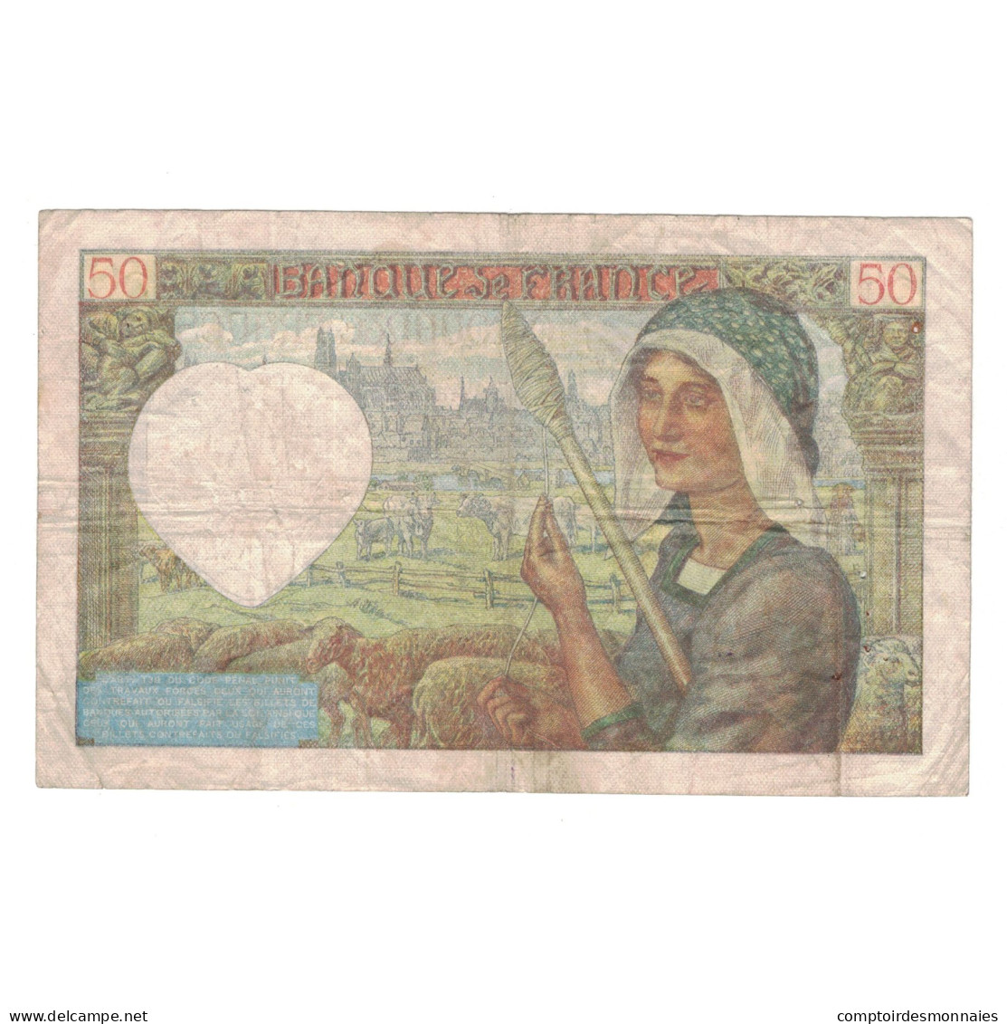 France, 50 Francs, Jacques Coeur, 1941, Z.129, TB+, Fayette:19.15, KM:93 - 50 F 1940-1942 ''Jacques Coeur''