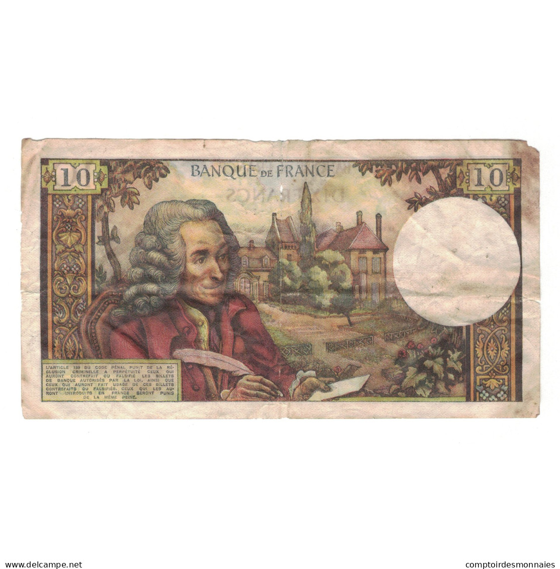 France, 10 Francs, Voltaire, 1970, M.633, B, Fayette:62.47, KM:147c - 10 F 1963-1973 ''Voltaire''