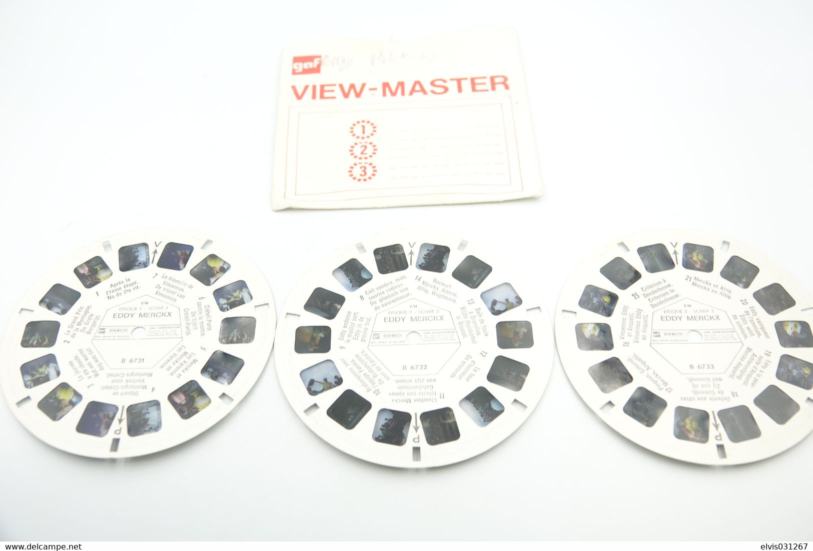 VIEW-MASTER Vintage Reels : GAF - Eddy Merx Ultra Rare Cycling - Original 1969 - Reels - Viewmaster - Stereoviewer - Visionneuses Stéréoscopiques