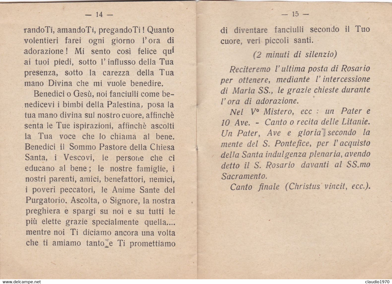 LIBRETTO  - RELIGIONE - ORA EUCARISTICA PER I FANCIULLI - 1341 - 1941