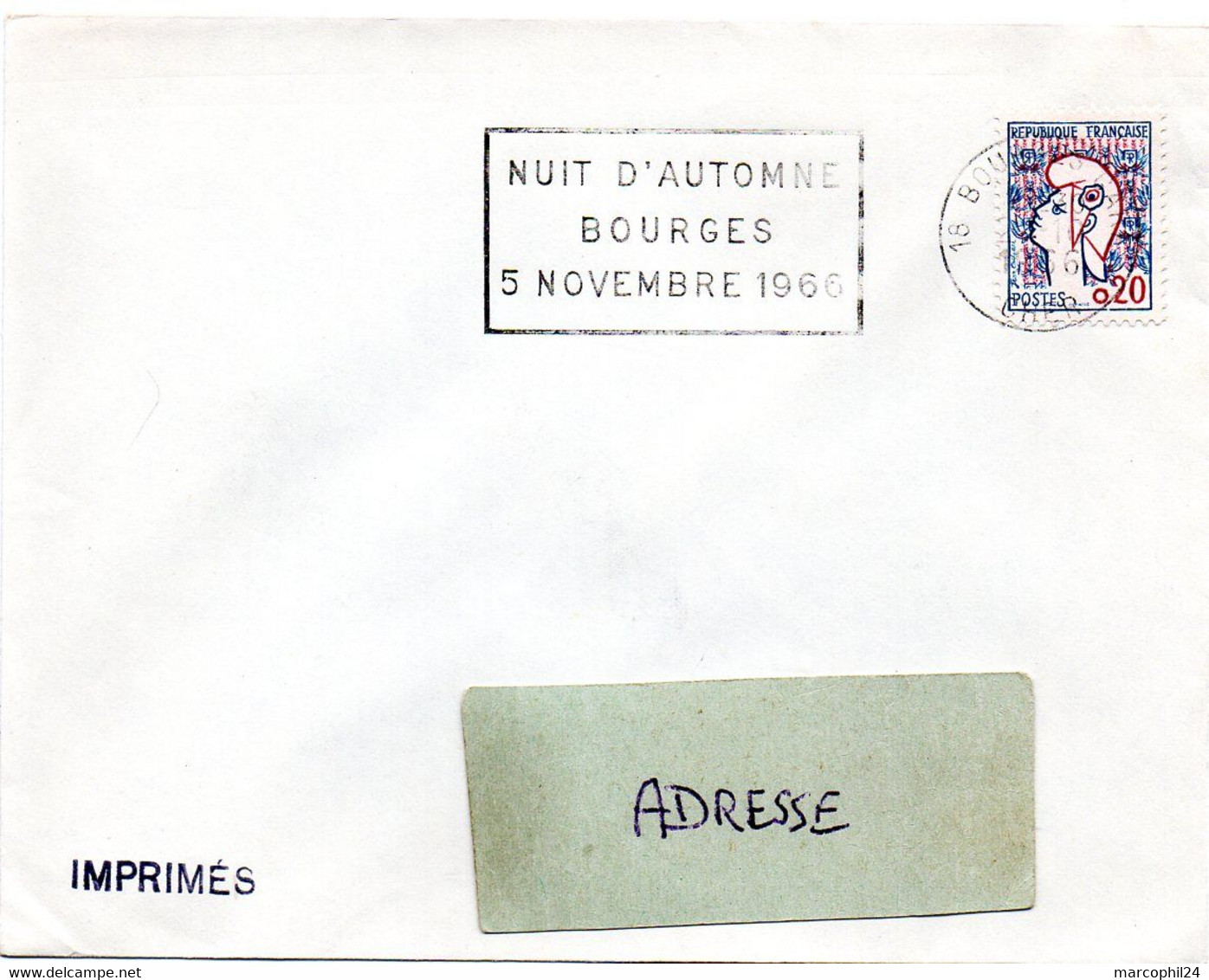 CHER - Dépt N° 18 = BOURGES GARE 1966 = Flamme Codée = SECAP  ' NUIT D' AUTOMNE ' - Mechanical Postmarks (Advertisement)