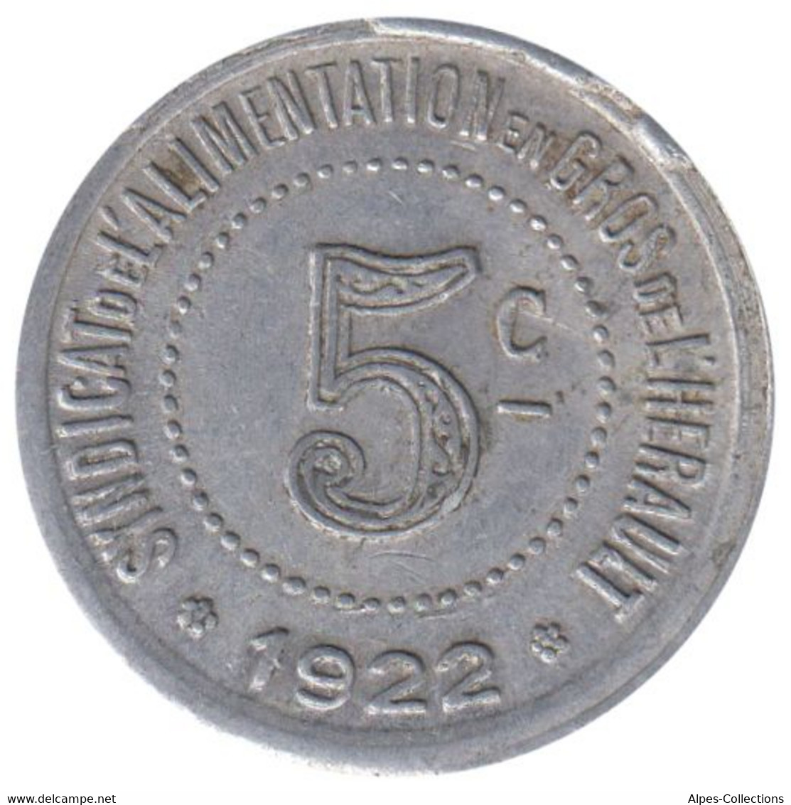 HERAULT - 03.05 - Monnaie De Nécessité - 5 Centimes 1922 - Monétaires / De Nécessité