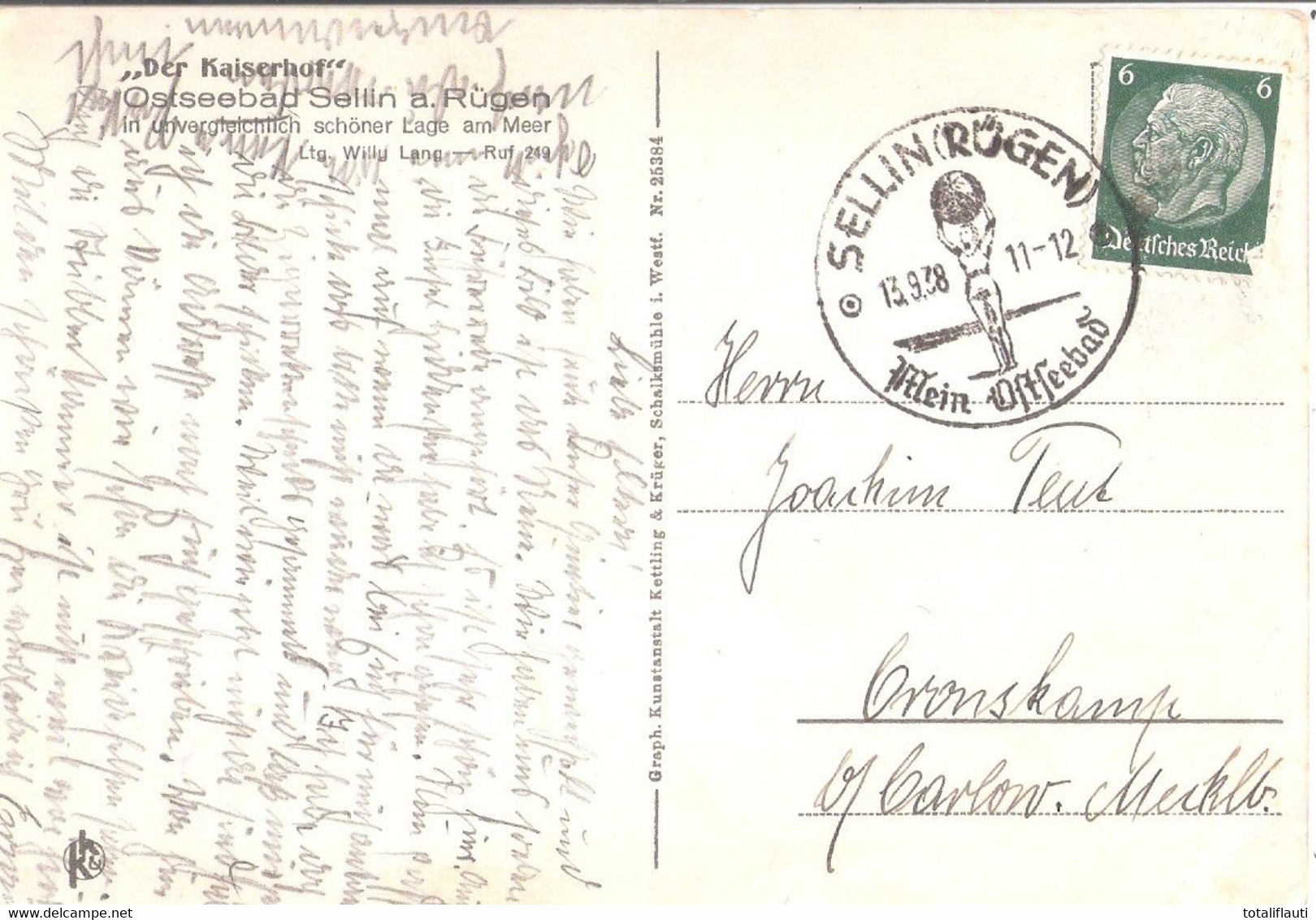 Seebad SELLIN Insel Rügen Der Kaiserhof Von Außen Und Innen Schöner Stempel 13.9.1938 - Sellin