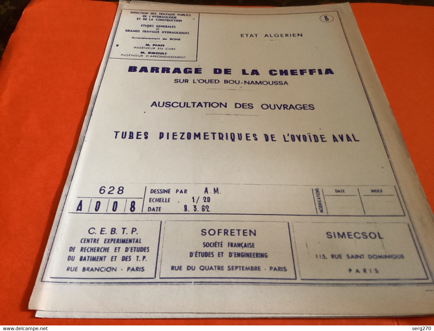 Barrage De La Cheffia 1969 SOFRETEN Vidange Études Générales Grands Travaux Hydraulique Bones Algérie - Obras Públicas