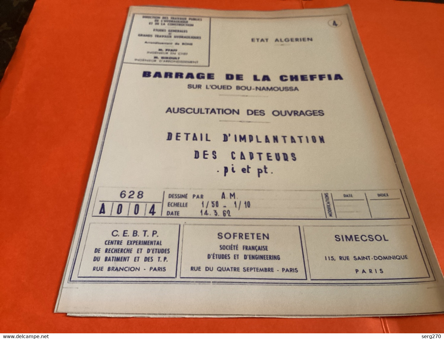 Barrage De La Cheffia 1962 SOFRETEN Vidange Études Générales Grands Travaux Hydraulique Bones Algérie - Publieke Werken