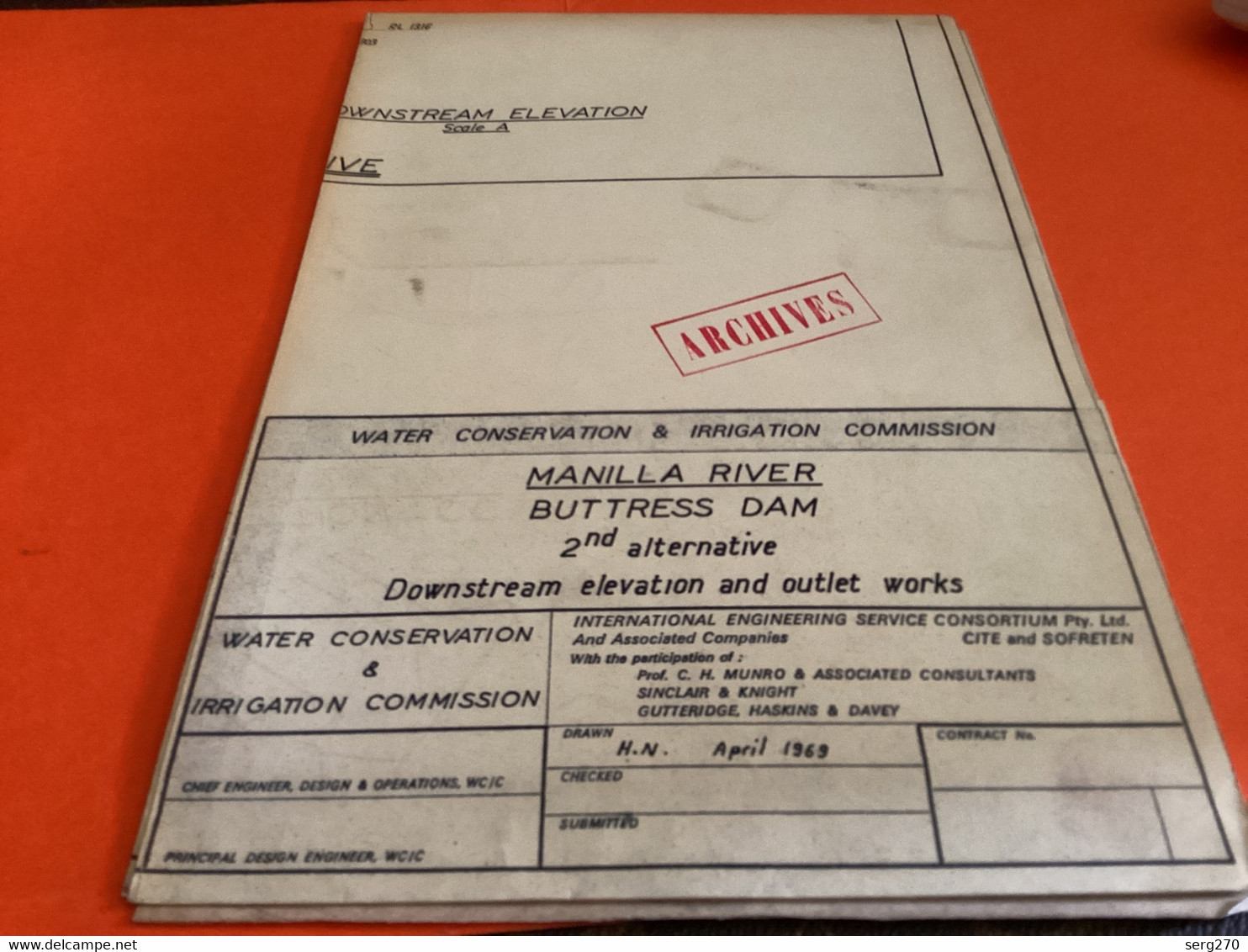 Plan Topographique Dessin  Du Barrage Manille Dam S Dam Site  Australia 1969  MANILLA RIVER DAM - Travaux Publics