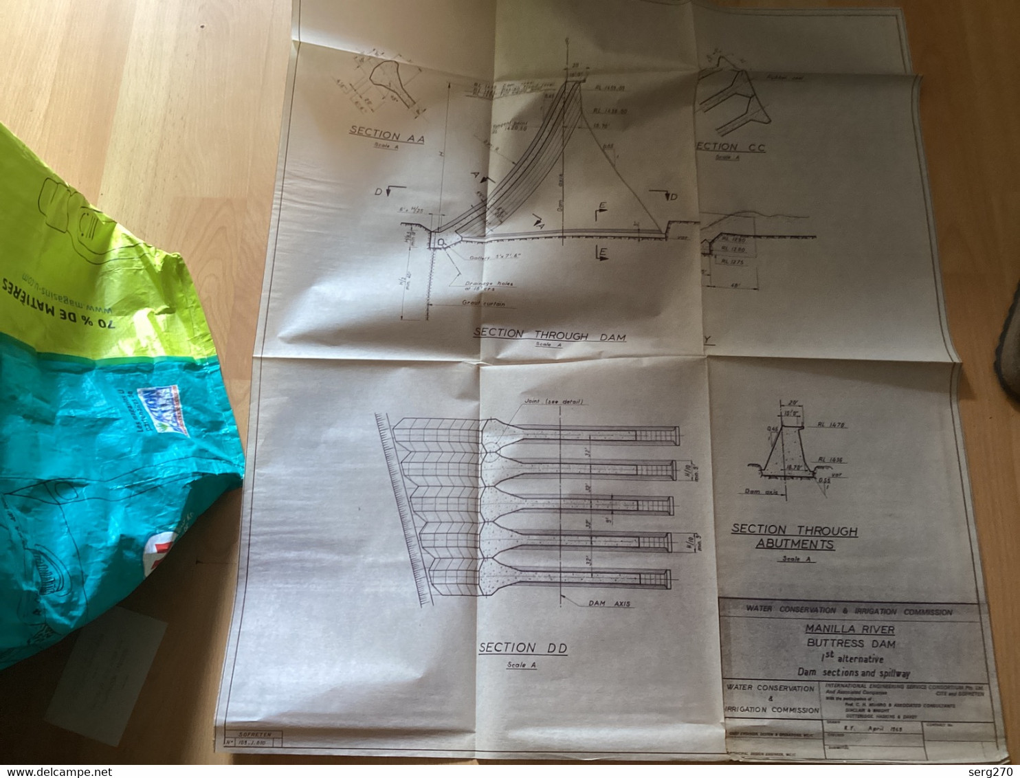 Plan Topographique Dessin  Du Barrage Manille Dam S Dam Site  Australia 1969  MANILLA RIVER DAM - Public Works