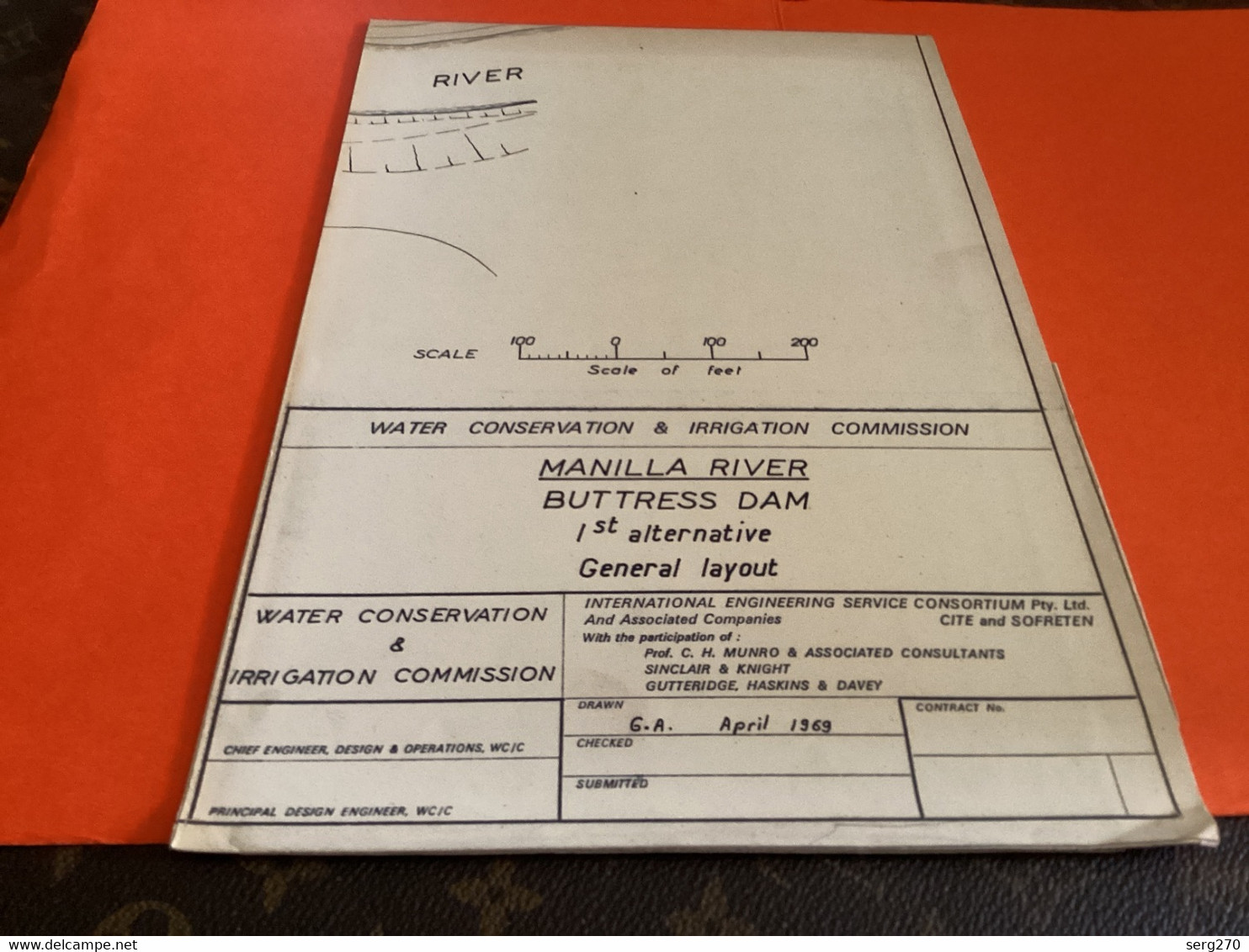 Plan Topographique Dessin  Du Barrage Manille Dam S Dam Site  Australia 1969  MANILLA RIVER DAM - Publieke Werken