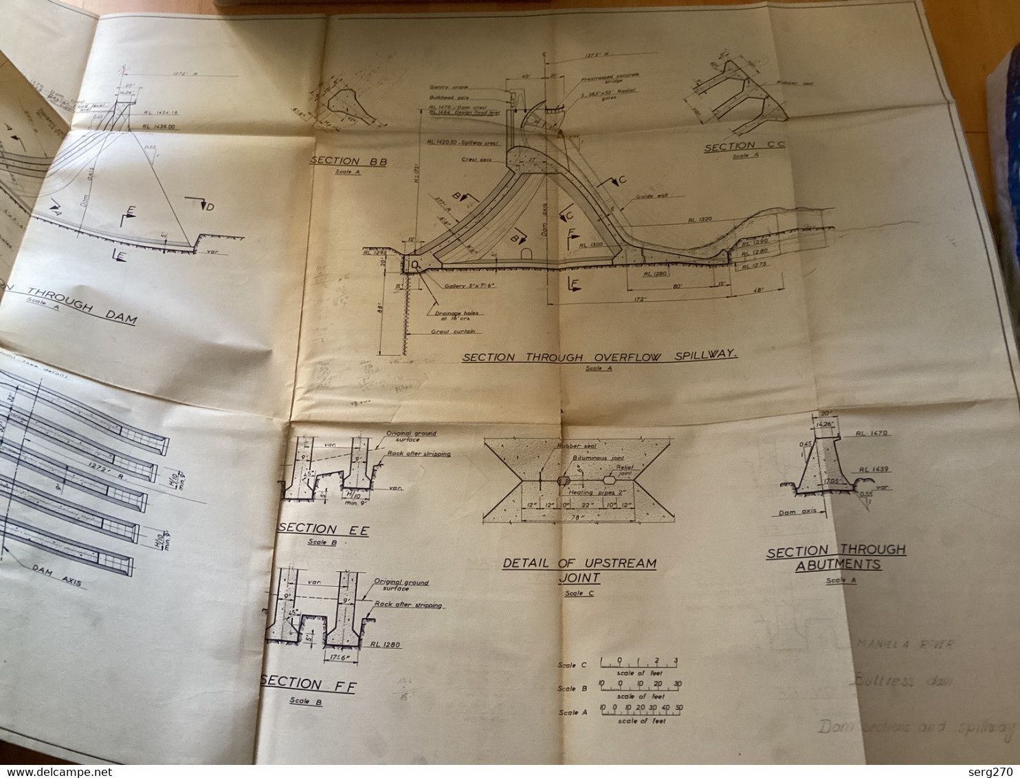 Plan Topographique Dessin  Du Barrage Manille Dam S Dam Site  Australia 1969  MANILLA RIVER DAM - Travaux Publics