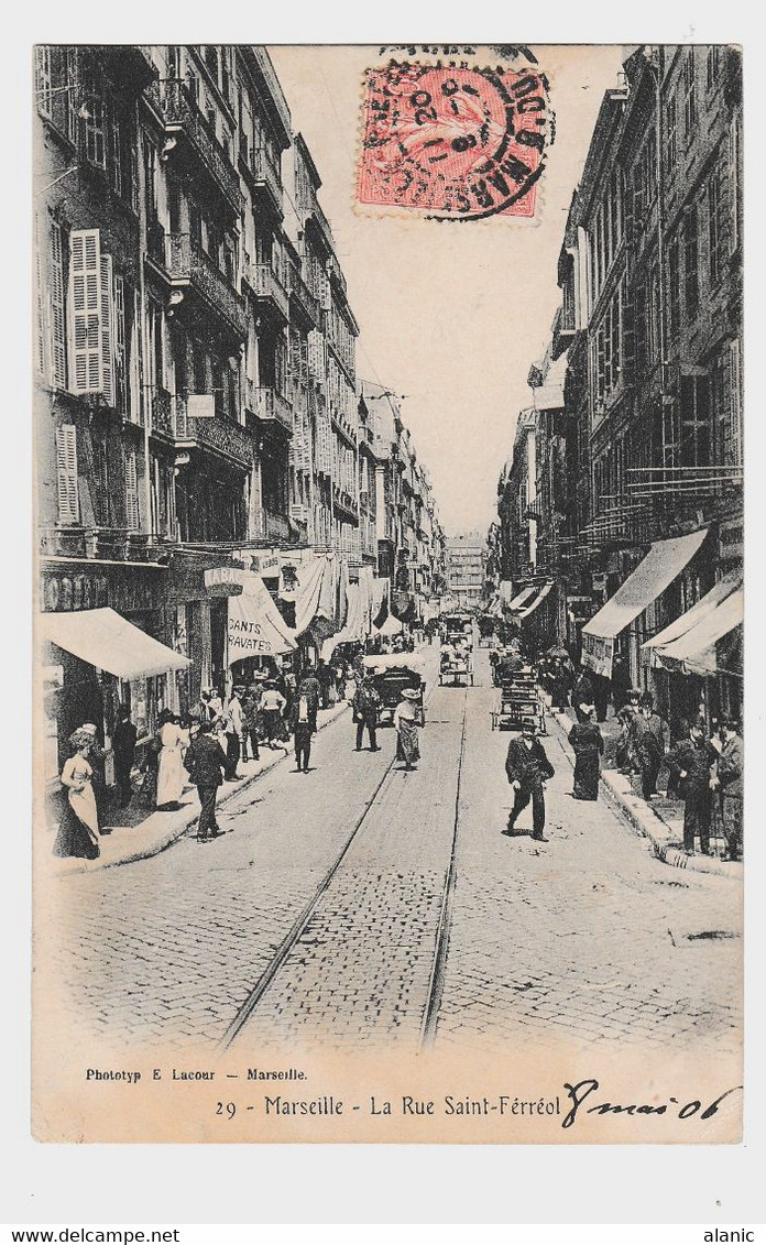 CPA/13/MARSEILLE - La Rue Saint-Férréol CIRCULEE/MAI 1906 - Quartiers Sud, Mazargues, Bonneveine, Pointe Rouge, Calanques