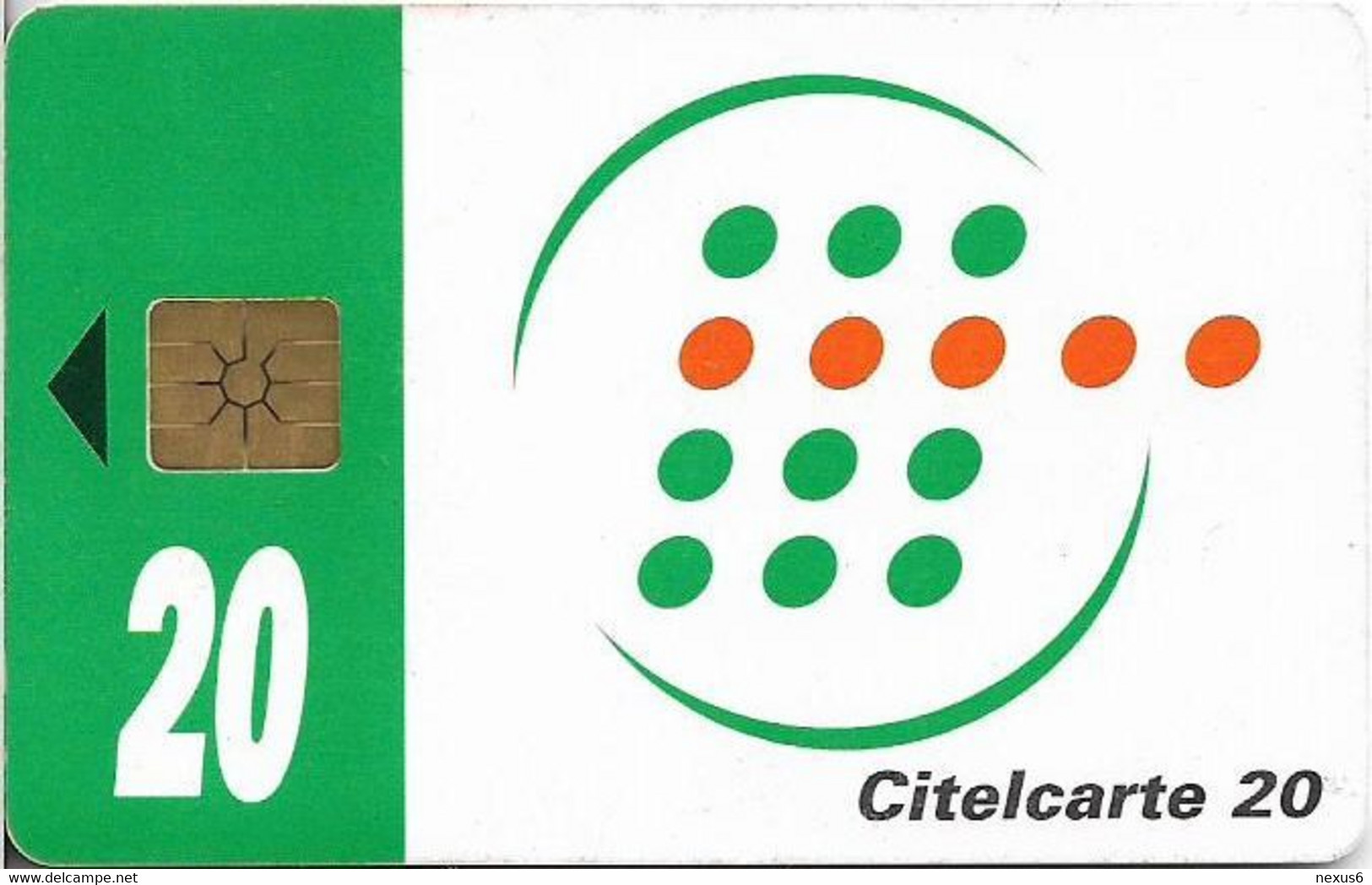 Ivory Coast - CI-Telcom - Chip - Telecom's Services, Chip Gem1B Not Symmetric White/Gold, 20Units, Used - Ivory Coast