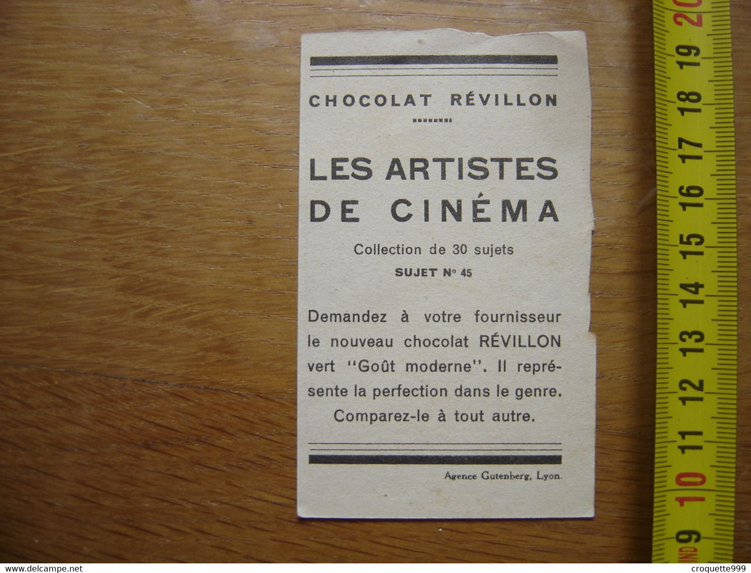 Chromo Chocolat Revillon ARTISTES DE CINEMA Jean Angelo 45 - Revillon