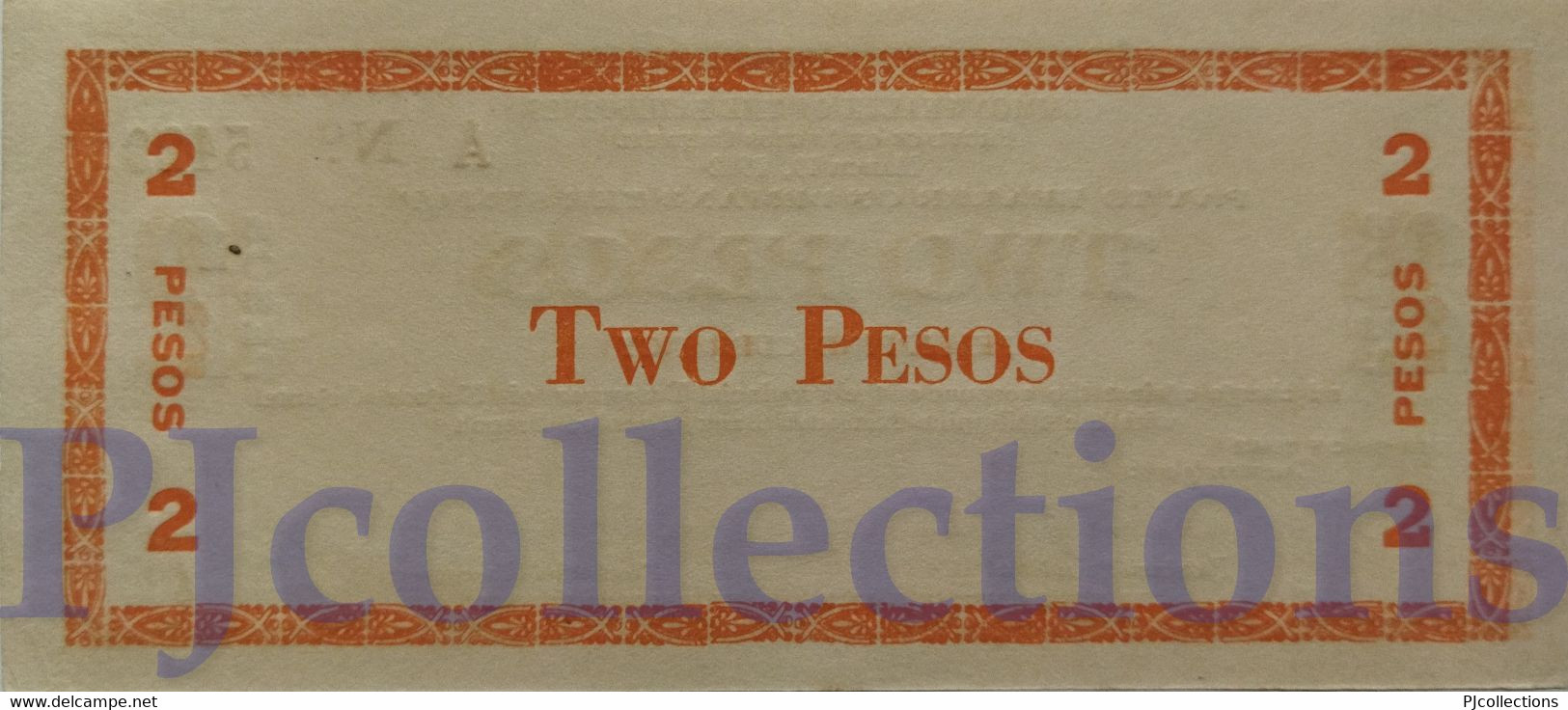 PHILIPPINES 2 PESOS 1942 PICK S655b AU/UNC EMERGENCY NOTE - Philippines