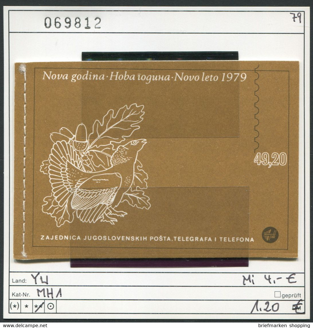 Jugoslawien 1979 - Yougoslavie 1979 - Jugoslavija 1979 - Michel MH 1 / Carnet 1 / Booklet 1 - ** Mnh Neuf Postfris - Libretti