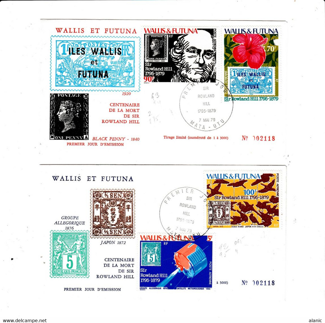 Wallis-Et-Futuna FDC  N°92 A 95 LOT DES 2 PLIS  7 MAII 1979 - Briefe U. Dokumente