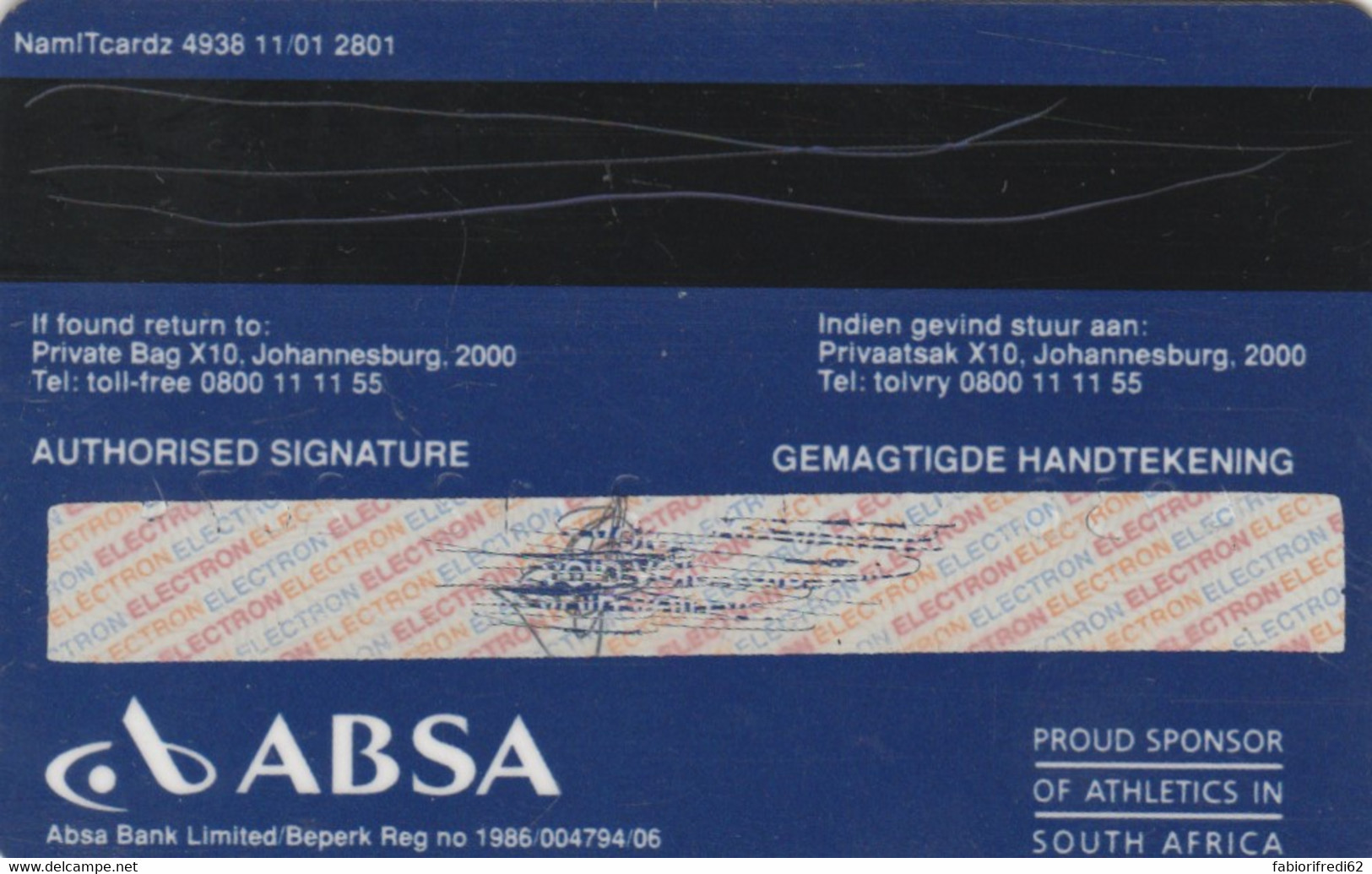 CARTA CREDITO SCADUTA ABSA (CK4954 - Krediet Kaarten (vervaldatum Min. 10 Jaar)