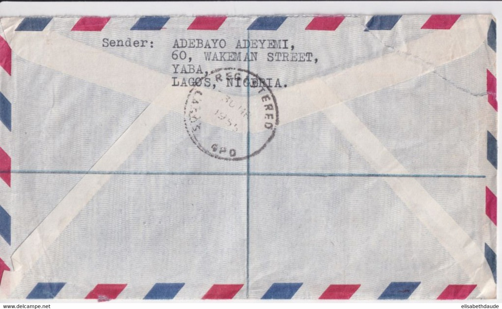 1955 - NIGERIA - ENVELOPPE RECOMMANDEE De LAGOS => GLASGOW - Nigeria (...-1960)