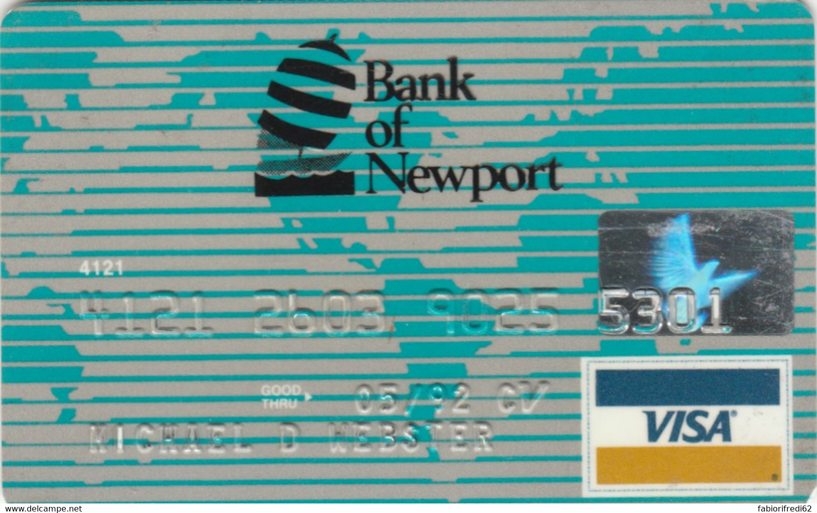 CARTA CREDITO VISA BANK OF NEWPORT SCADENZA 1992 (CK3436 - Krediet Kaarten (vervaldatum Min. 10 Jaar)