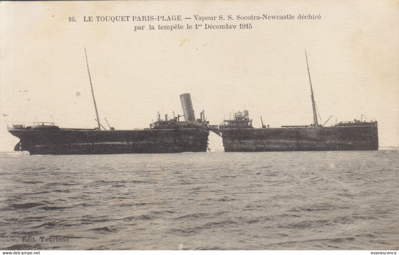 Le Vapeur S.S. Socotra Newcastle Déchiré Par La Tempête Au Touquet  ///  Ref. Juin 22  ///  BO. - Commercio