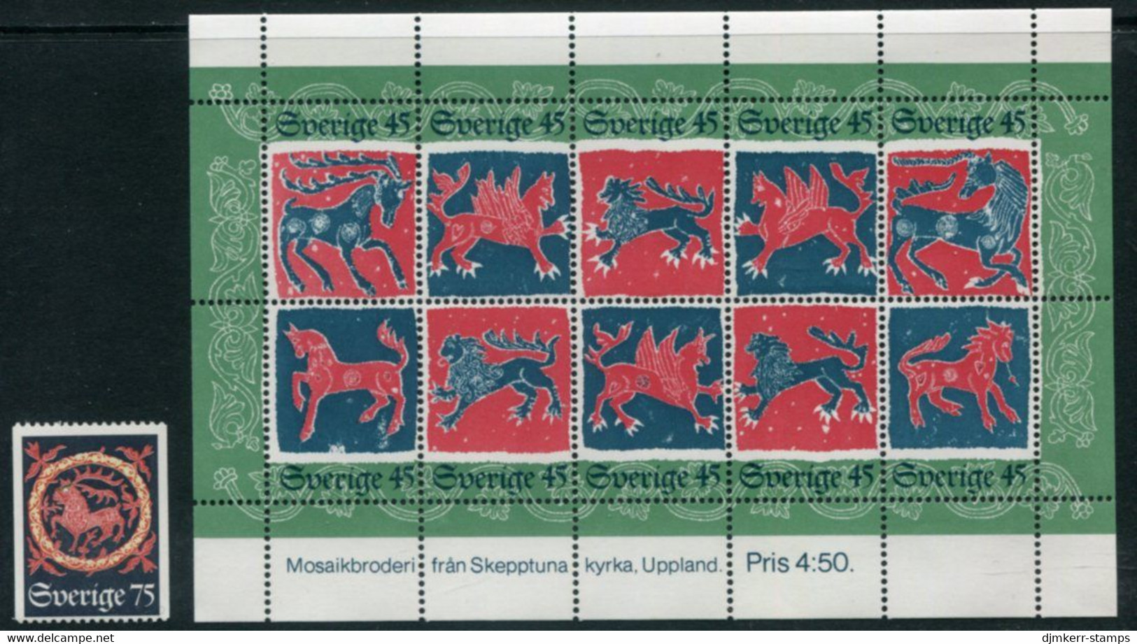 SWEDEN 1974 Christmas Coil Stamp And Block MNH / **..  Michel 875 + Block 6 - Ungebraucht
