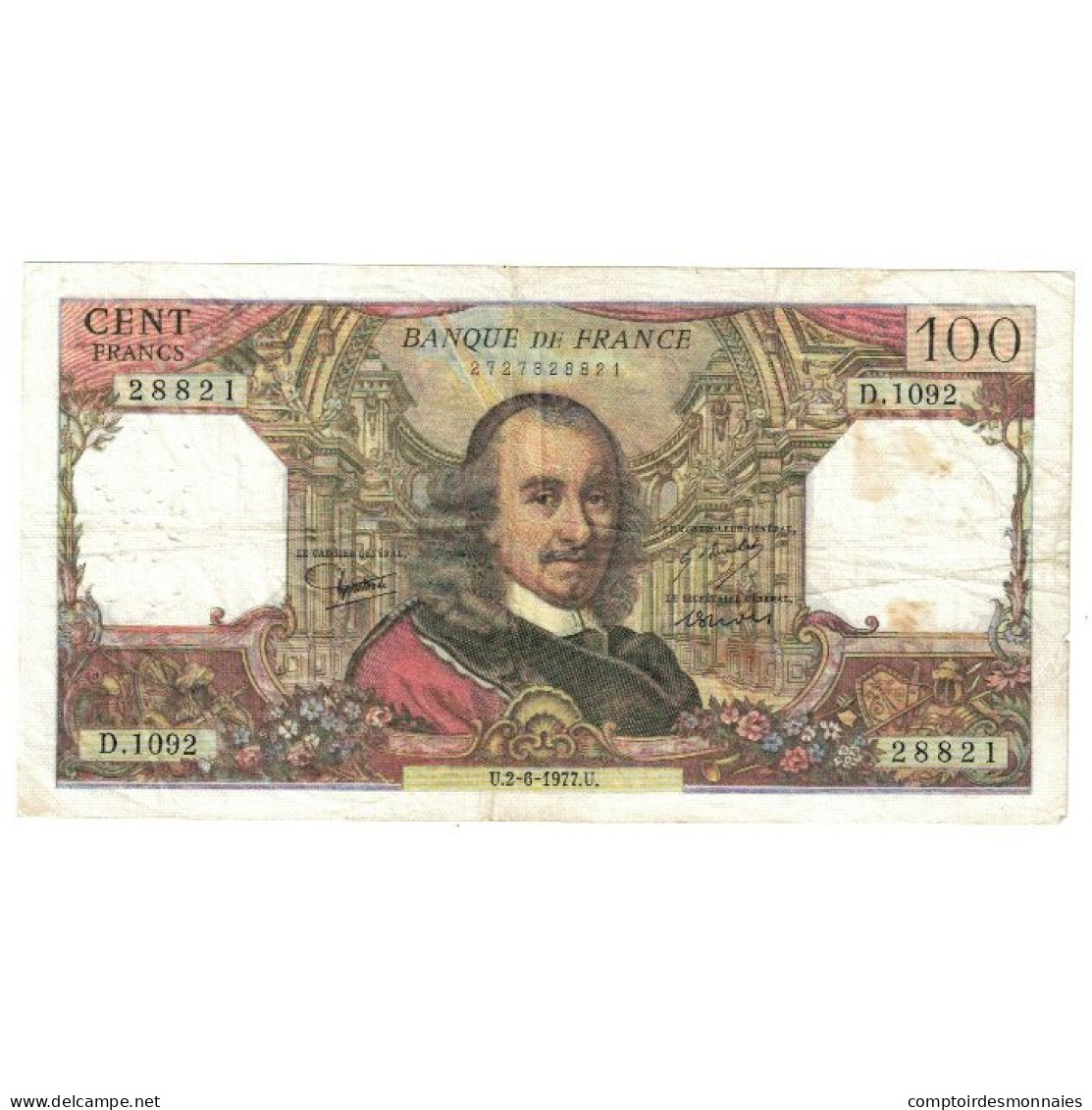 France, 100 Francs, Corneille, 1977, D.1092, TTB, Fayette:65.58, KM:149f - 100 F 1964-1979 ''Corneille''