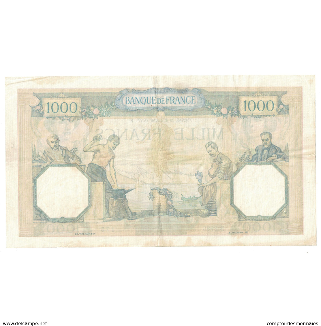 France, 1000 Francs, Cérès Et Mercure, 1937, B.2985, TTB, Fayette:38.1, KM:90a - 1 000 F 1927-1940 ''Cérès Et Mercure''