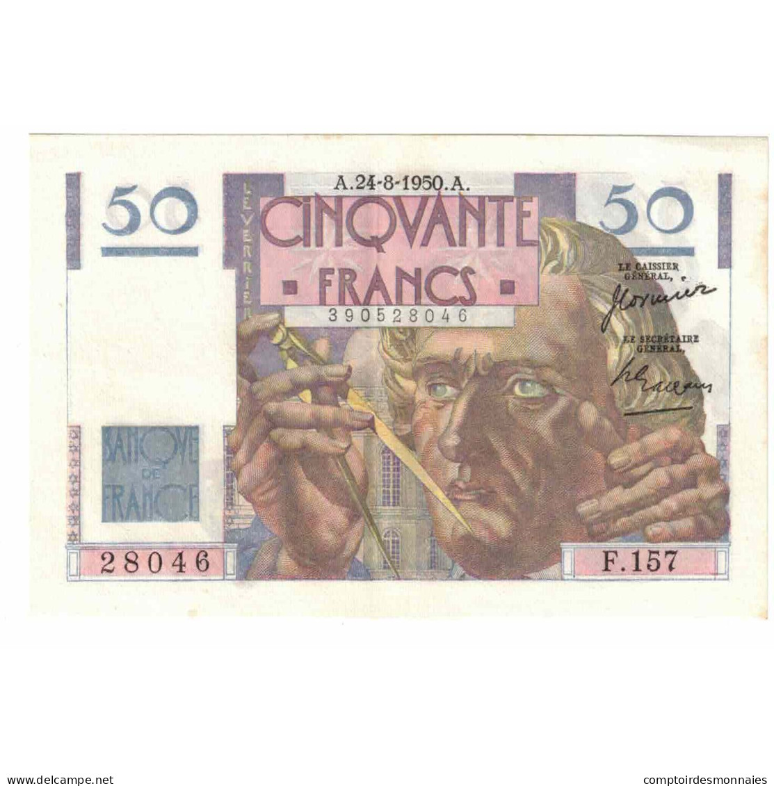 France, 50 Francs, Le Verrier, 1950, F.157, SUP, Fayette:20.16, KM:127c - 50 F 1946-1951 ''Le Verrier''