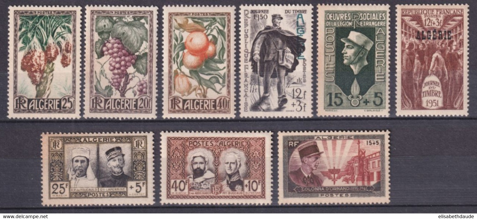 ALGERIE - ANNEES 1950+1951 COMPLETES ** MNH - YVERT N°279/287 - COTE 2022 = 54.5 EUR. - Komplette Jahrgänge