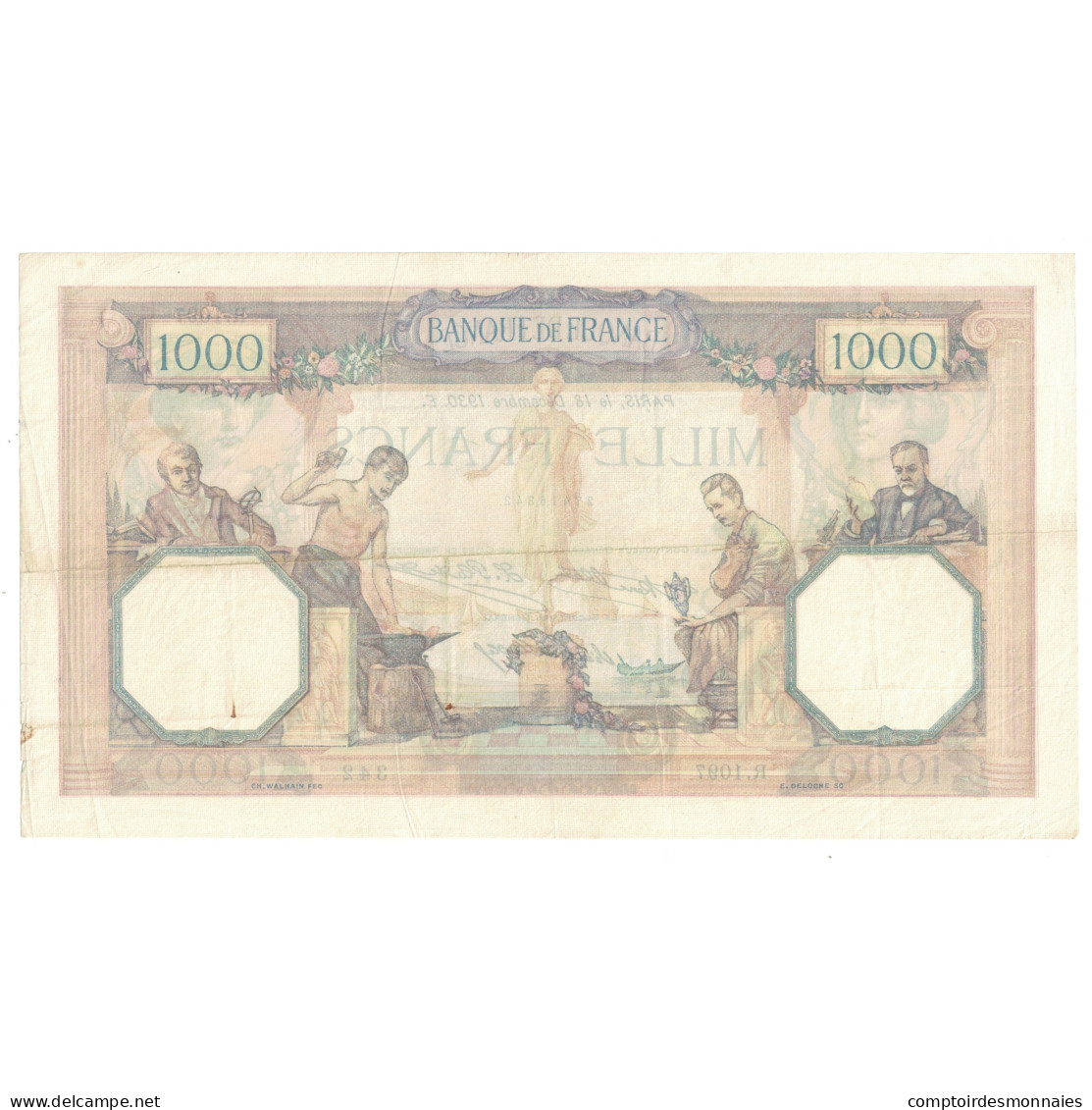 France, 1000 Francs, Cérès Et Mercure, 1930, R.1097, TTB+, Fayette:37.5 - 1 000 F 1927-1940 ''Cérès Et Mercure''