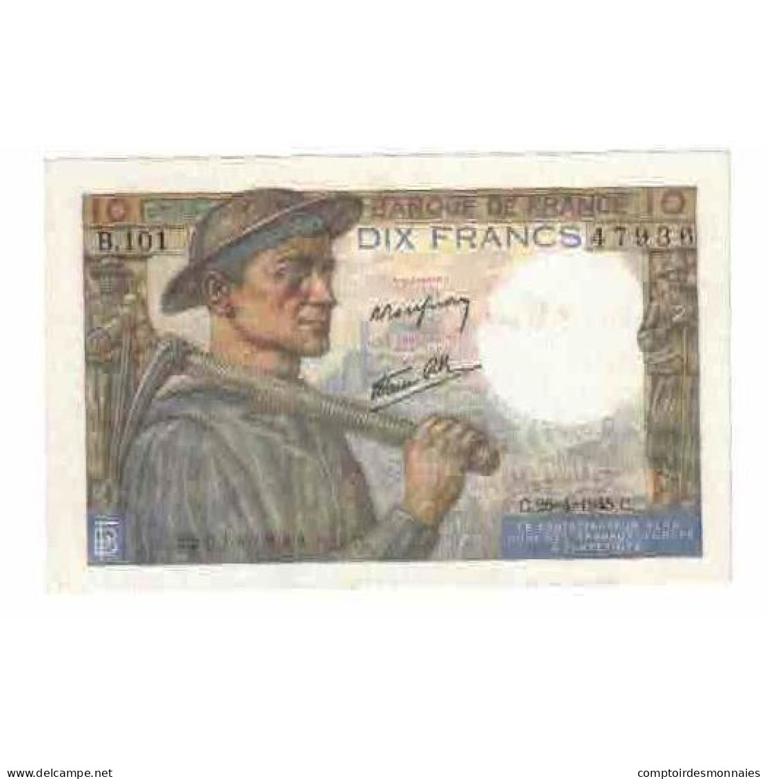 France, 10 Francs, Mineur, 1945, B.101, NEUF, Fayette:8.14, KM:99e - 10 F 1941-1949 ''Mineur''